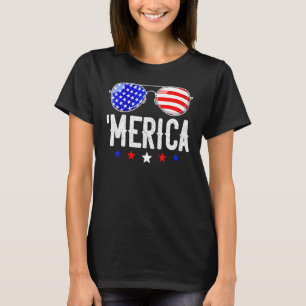 VS-vlag Merica zonnebril onafhankelijkheid T-shirt