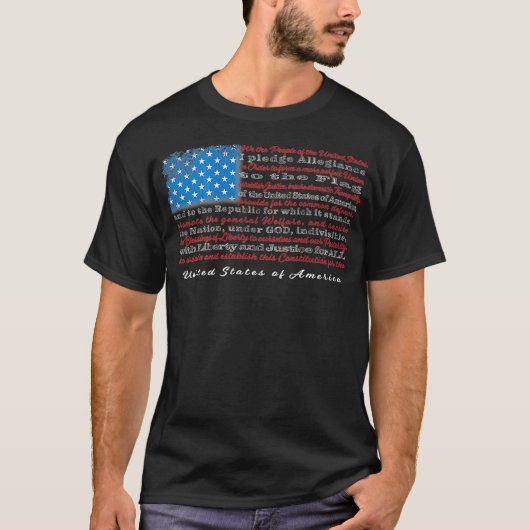 VS vlag met grondwet preambule en toezegging van e T-shirt (Voorkant)