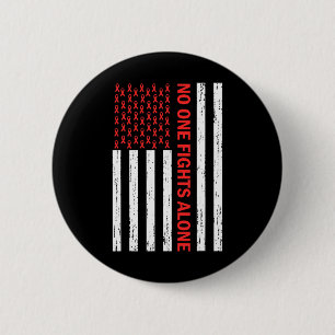 VS Vlag Niemand Vecht Alleen Rode Lint Bewustzijn Ronde Button 5,7 Cm
