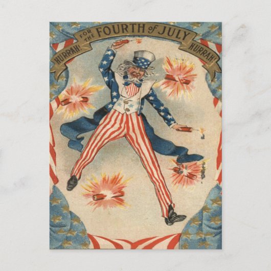 VS Vlag Oom Sam Vuurwerk Knalvuurwerk Briefkaart (Voorkant)