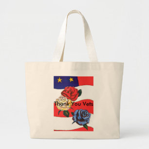 VS Vlag Rozen Rood wit & blauw"Dank u vesten" Grote Tote Bag