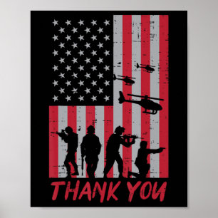 VS-vlag Soldaten Helikopter Bedankt Memorial Day Poster