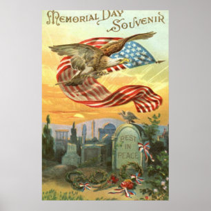 VS Vlag Steenarend Begraafplaats Grafsteen Krans Poster
