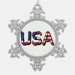 VS-vlag Tin Sneeuwvlok Ornament