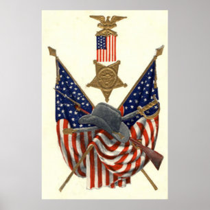 VS-vlag Unie Burgeroorlog Medaille Adelaar Poster