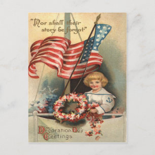 VS-vlagkrans schip jongen uniform Memorial Day Briefkaart
