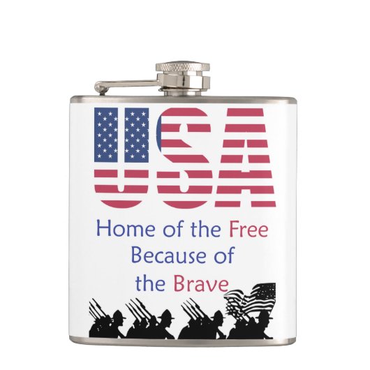 VS - Vrije thuis vanwege de moed Heupfles (Voorkant)