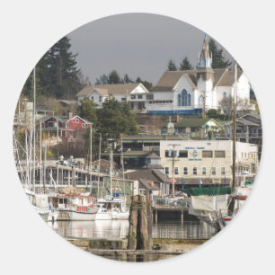 VS, Wa, Kitsap-schiereiland. Schitterend stadje. Ronde Sticker