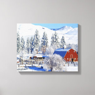 VS, Washington, Methow Valley, Schuren in Canvas Afdruk
