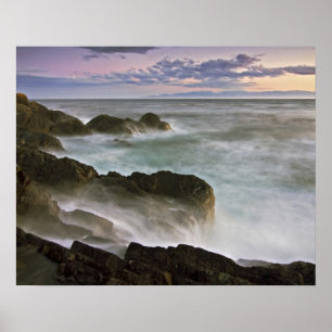 VS, Washington, San Juan-eilanden. Golven slaan Poster