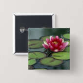 VS, Washington State, Seattle. Waterlelie en Vierkante Button 5,1 Cm (Voorkant /achterkant)