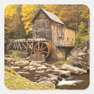 VS, West Virginia, Clifftop. Babcock State 2 Vierkante Sticker