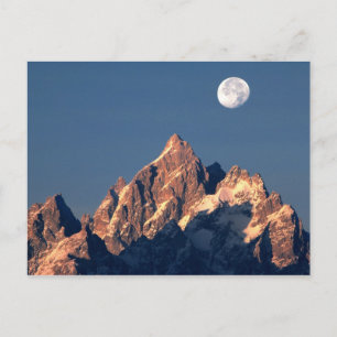 VS, Wyoming, Grand Teton NP. Een volle maan gaat o Briefkaart