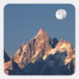 VS, Wyoming, Grand Teton NP. Een volle maan gaat o Vierkante Sticker