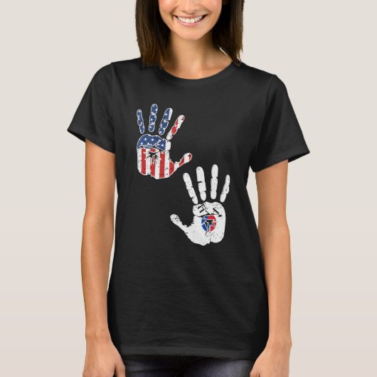 VS Zuid-Korea Handafdruk Vlag Trots Koreaans-Ameri T-shirt (Voorkant)