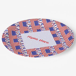VSAVerenigde Staten Amerika Vlag Getegeld Geperson Papieren Bordje