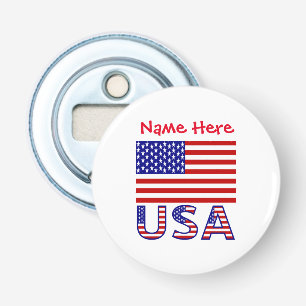 VSAVerenigde Staten Amerika Vlag Rood Personalisat Button Flesopener