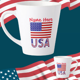 VSAVerenigde Staten Amerika Vlag Rood Personalisat Latte Mok