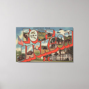Vt. Jackson, South Carolina - Large Letter Scene Canvas Afdruk