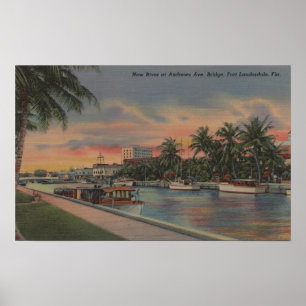 Vt. Lauderdale, FL - New River Uitzicht & Andrews Poster