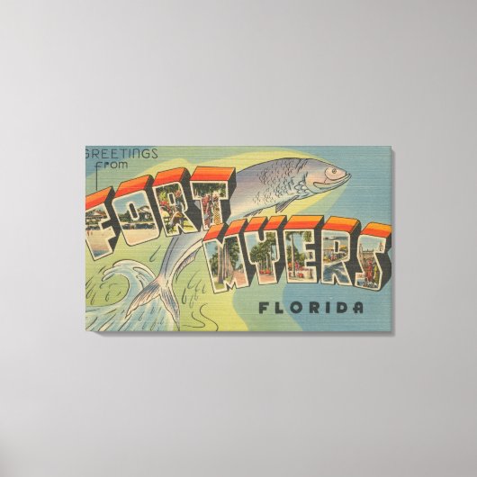 Vt. Myers, Florida - Grote letterscènes Canvas Afdruk (Voorkant)