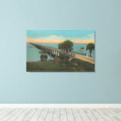 Vt. Myers, Florida - Uitzicht van Tamiami Trail Br Canvas Afdruk (Insitu (Houten vloer))