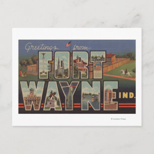 Vt. Wayne, Indiana - Grote Letter Scenes 3 Briefkaart