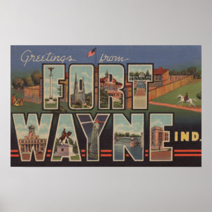 Vt. Wayne, Indiana - Large Letter Scenes 2 Poster