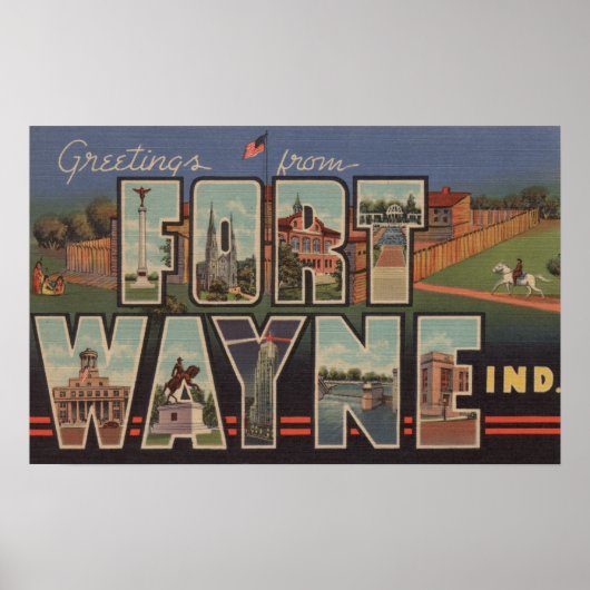 Vt. Wayne, Indiana - Large Letter Scenes 2 Poster (Voorkant)