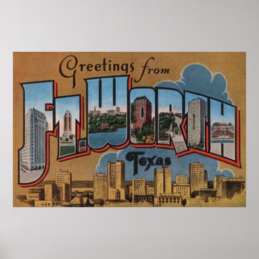 Vt. Worth, Texas - Large Letter Scenes Poster (Voorkant)