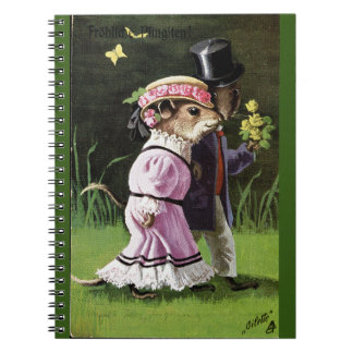 VTG Romantique Souris Couple Carnet Spiral