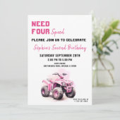 VTT rose modifiable Invitation Anniversaire (Debout devant)