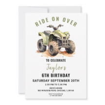 VTT vert modifiable Invitation Anniversaire