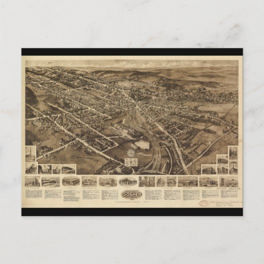 Vue aérienne Carte de Goshen New York (1922) (Devant)