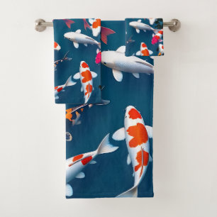 Vue aérienne de l'étang de carpes koï colorées