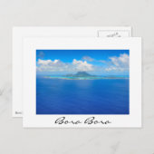 Vue aérienne sur Bora Bora carte postale blanche (Devant / Derrière)
