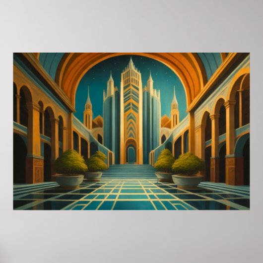 Vue Cityscape Couleurs Musulées Style Art Déco 3:2 (Devant)