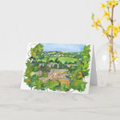 Vue de carte de voeux d'aquarelle de Bath (Fleur jaune)