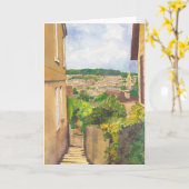 Vue de carte de voeux d'aquarelle de Bath II (Fleur jaune)