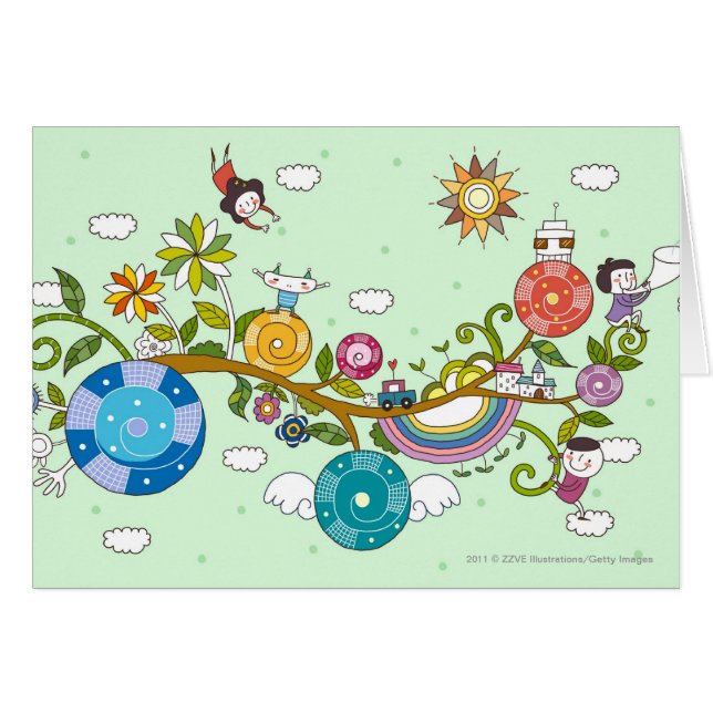 Vue de côté des enfants jouant sur la branche (Devant horizontal)