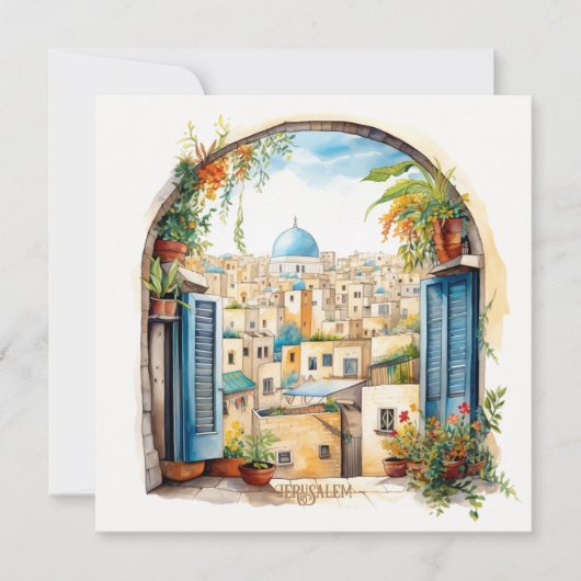 Vue de la fenêtre Jérusalem Illustration Carte de  (Devant)