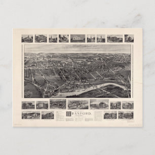Vue de l'oiseau Carte de Branford Connecticut (190