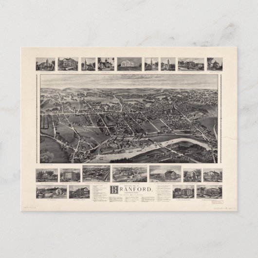 Vue de l'oiseau Carte de Branford Connecticut (190 (Devant)