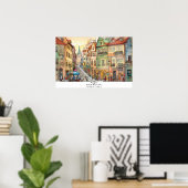Vue de rue Whimsical de Prague AI Poster d'Art (Bureau à domicile)