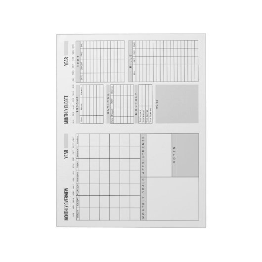 Vue d'ensemble mensuelle et Bloc-notes du budget m (Tourné)
