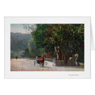 Vue d'entrée à la ruelle louche, chariot de cheval