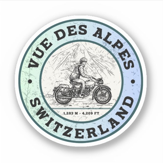 Vue des Alpes Zwitsers-Alpen motortour Sticker (Voorkant)