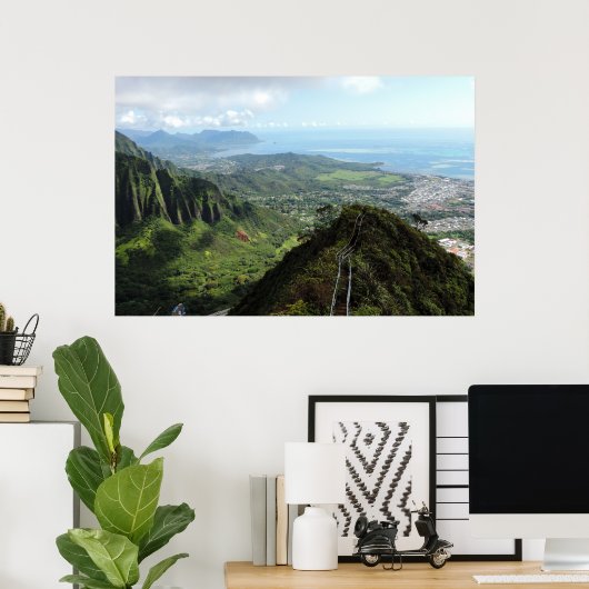 Vue des Stairway to Heaven (Hawaii) Poster (Thuiskantoor)