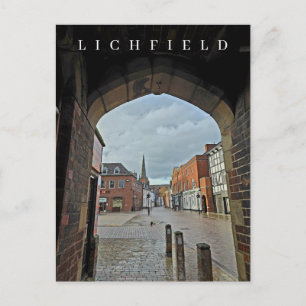 Vue du centre-ville de Lichfield sur carte postale
