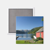 Vue du fjord norvégien et aimant du pavillon (Recto/Verso)
